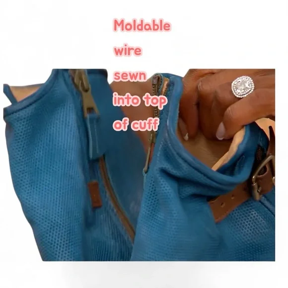 MIZ MOOZ sandals flats ankle w buckle strap cuff Blue Open-Toe back ZIPPER 42 - Picture 13 of 16